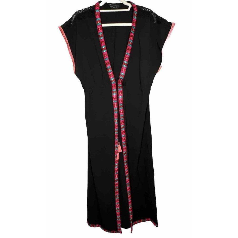 Dorothy Perkins Small Long Embroidered Light Weight Duster Cardigan Beach Cover